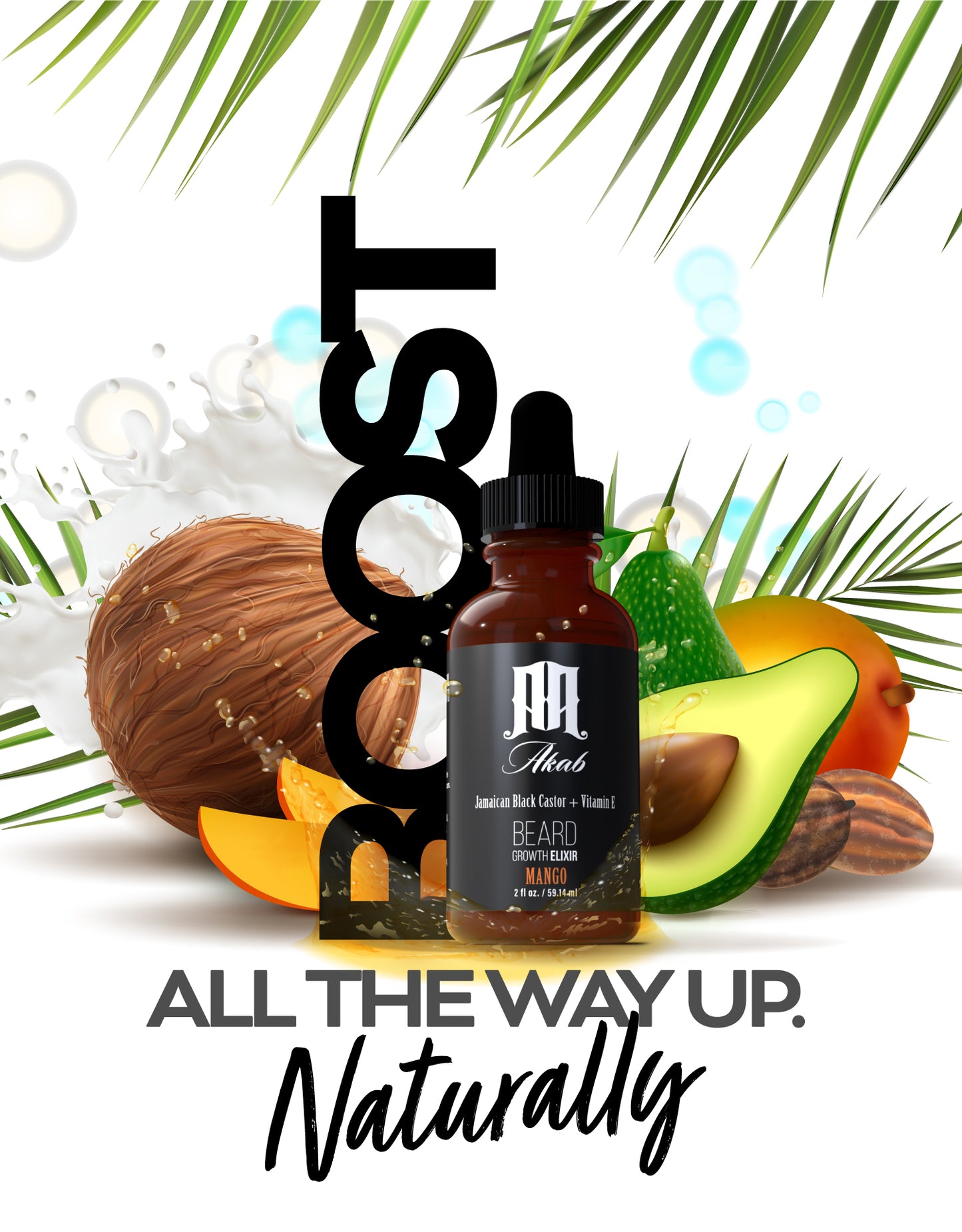 Akab Beard Boost Oil - Growth Serum to Help Boost Your Beard Growing w/ Jamaican Black Castor Oil, Shea Butter, & Avocado
