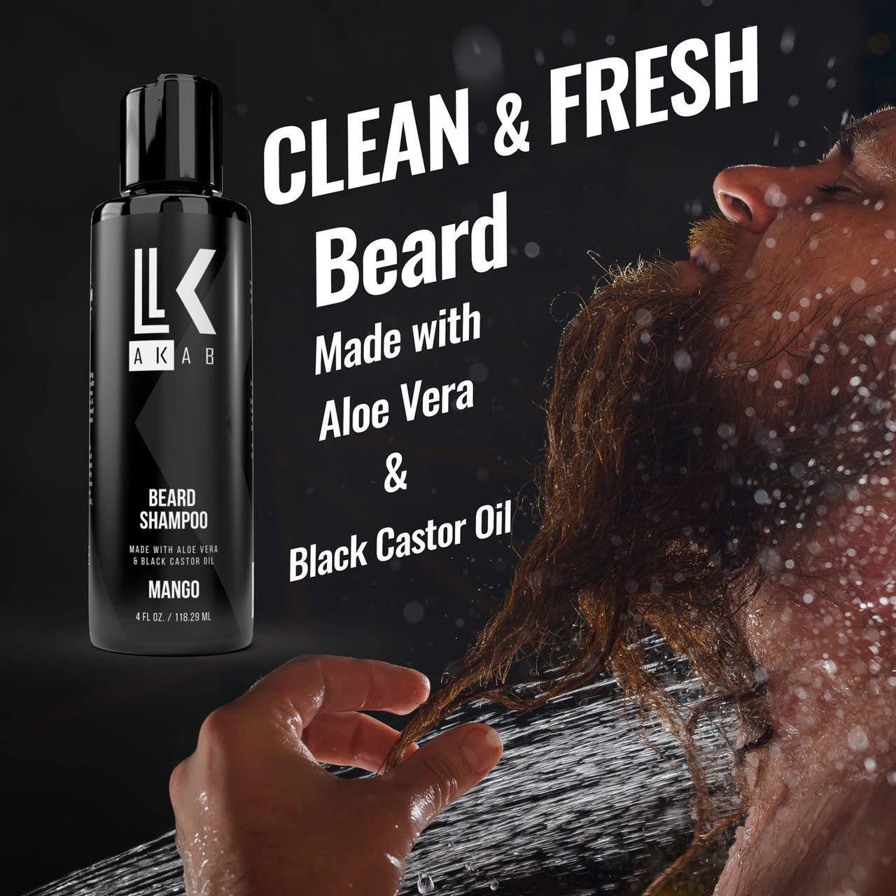 Akab Beard Shampoo - Premium Wash for Cleansing Your Beard w/ Black Castor Seed, Vitamin B, & Aloe Vera
