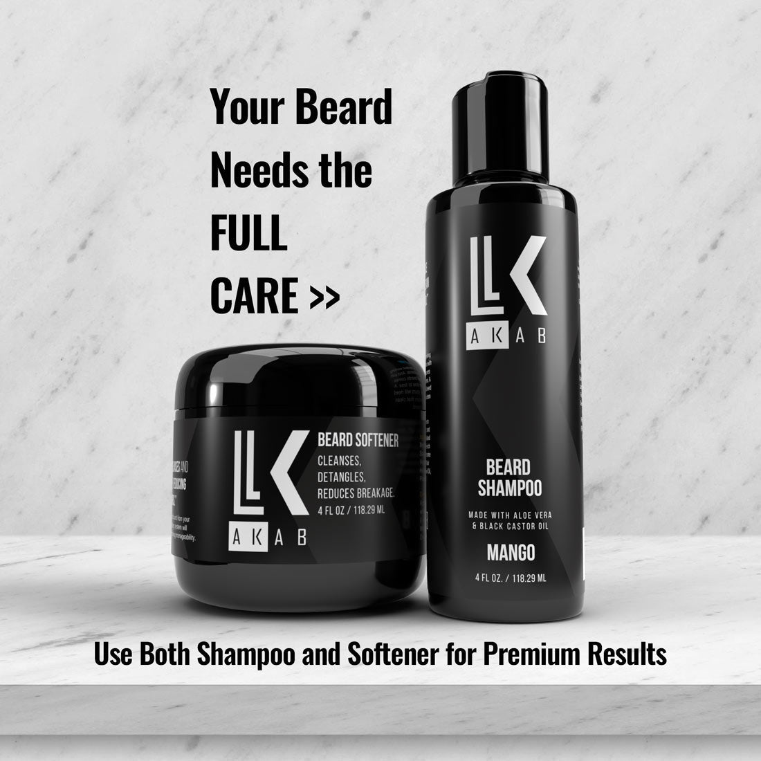 <b>Beard Softener</b> - Cleanses & Detangles Your Beard while Reducing Breakage & Split Ends - AKAB LIFE